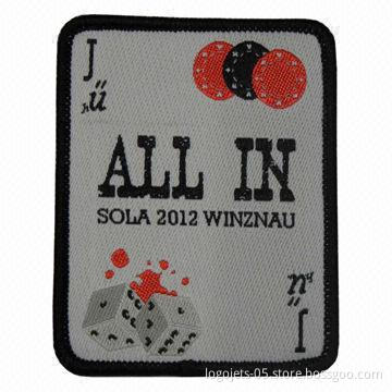 Woven Patch Label with Heat Cut Border, Customized Designs are Welcome